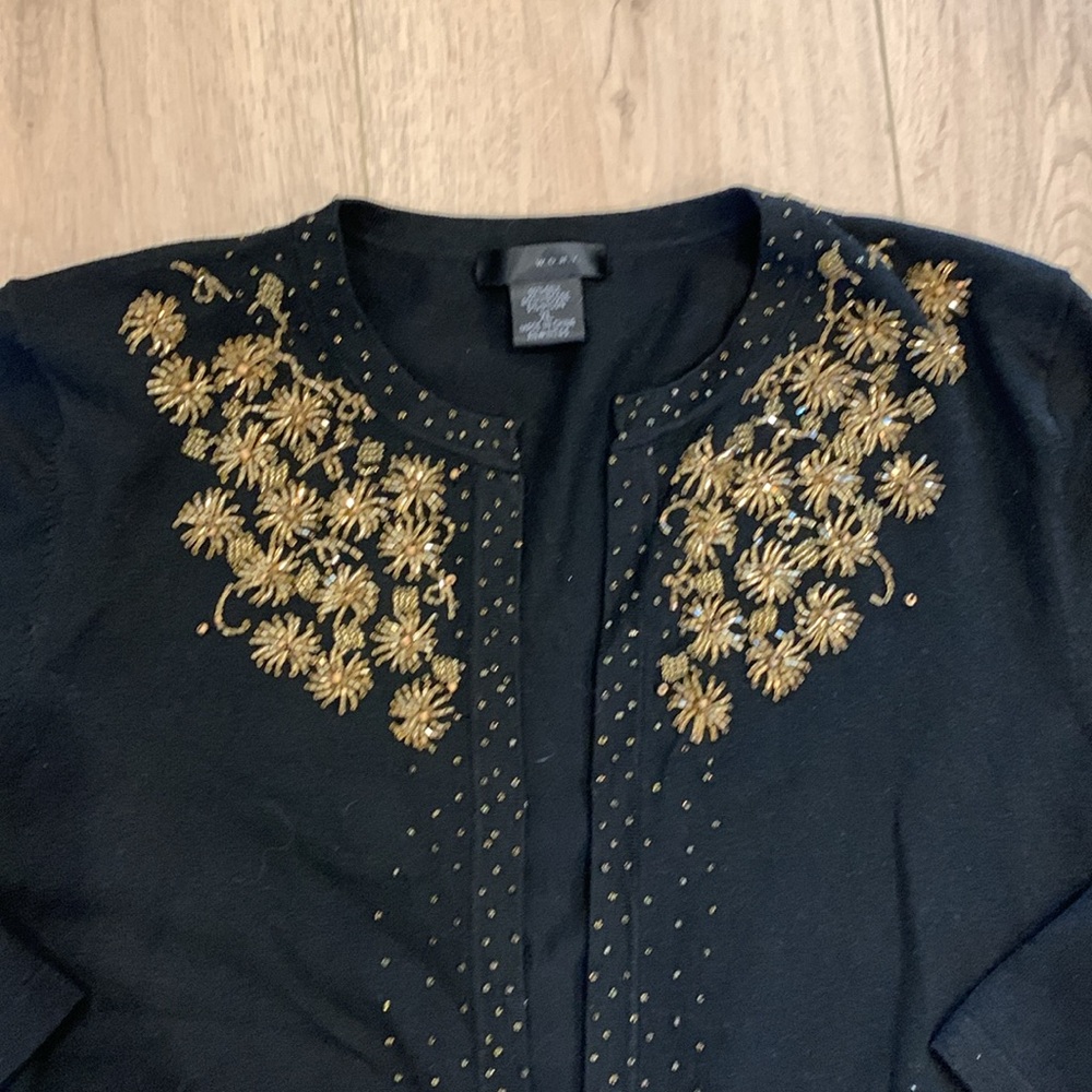 W.D.N.Y. Vintage Gold Glass Bead Detailed Sweater Set Size XL #42